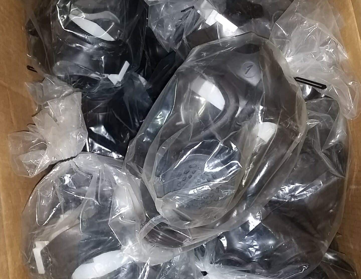 20170716_133050 Israeli M15 gas masks with filters and drinking tubes packed.