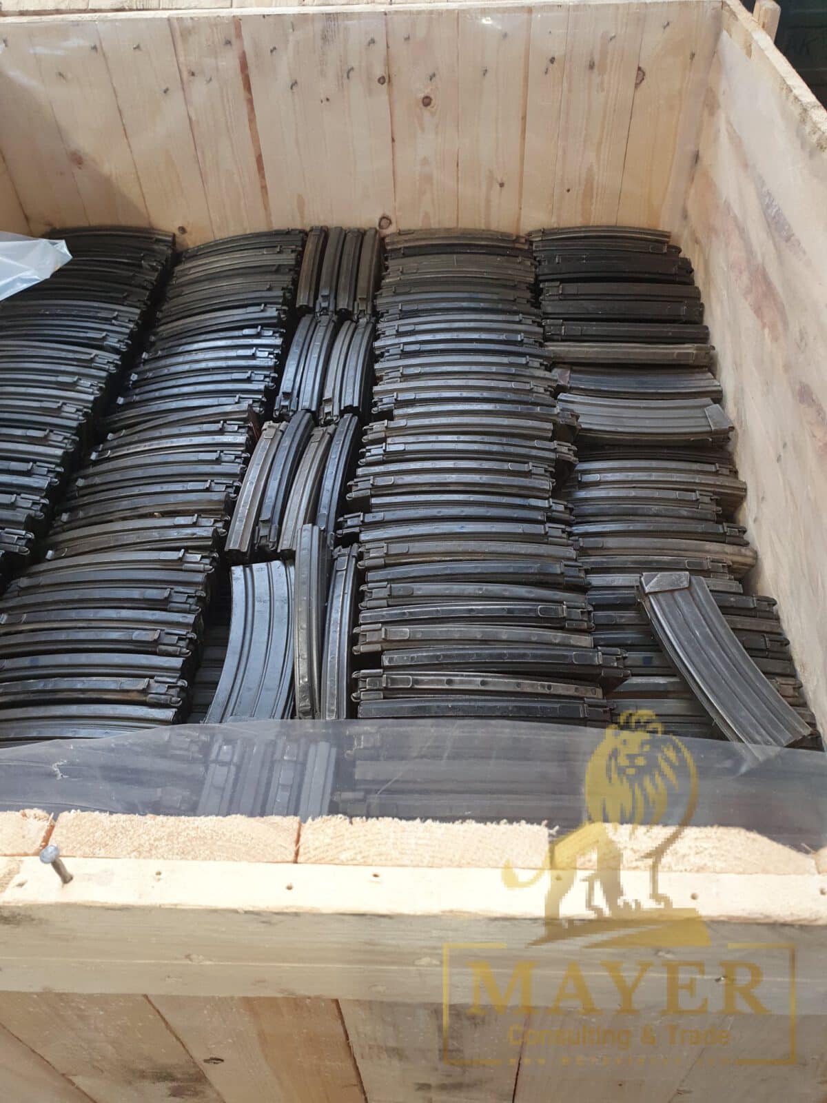 Israeli military surplus Galil magazines in crate
