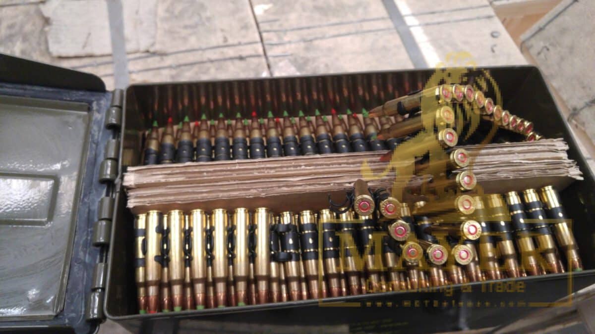 5.56x45 4+1 linked M855 Ball/M856 tracer ammunition on M27 links for sale.